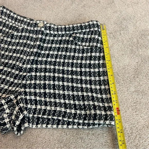 Zara black white textured woven tweed high waisted shorts Sz L NWT - Picture 14 of 15